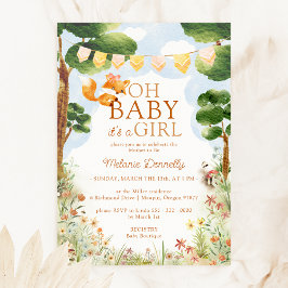 Storybook Woodland Fox Oh Baby Girl Shower Einladung