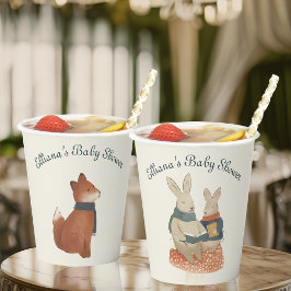 Storybook Woodland Friends Bunny Baby Shower Pappbecher