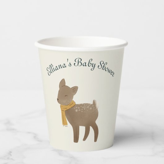 Storybook Woodland Friends Fawn Baby Shower Pappbecher (Vorderseite)