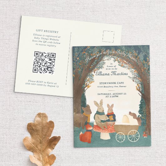Storybook Woodland Friends Kinderdusche Postkarte