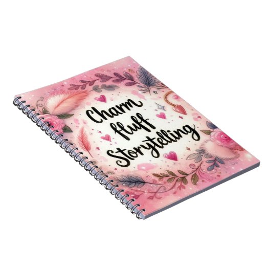 Storyerzähler Pink Charm Fluff Girly Writer Notizblock (Rechte Seite)