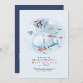 Storytime Ocean Life BABY SHOWER Blue Whale Invita Einladung