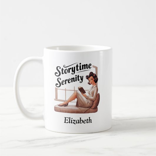 Storytime Serenity Book Lover Quote Kaffeetasse (Links)