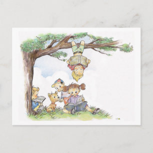 Storytime Szene mit Kindern und Hund Postkarte