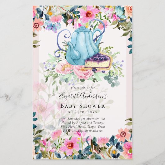 Storytime Tea Party Kinderdusche Einladungen (Vorderseite)