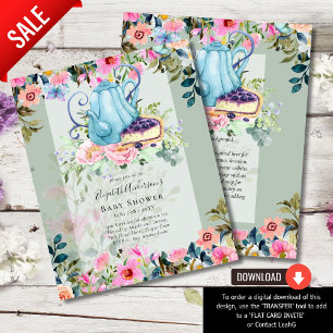 Storytime Tea Party Kinderdusche Einladungen Flyer