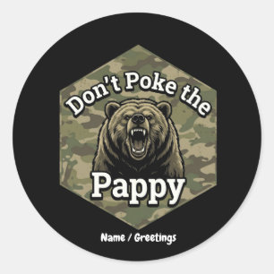 Stoß nicht den Pappy Lustiger Robuster Grizzlybär Runder Aufkleber