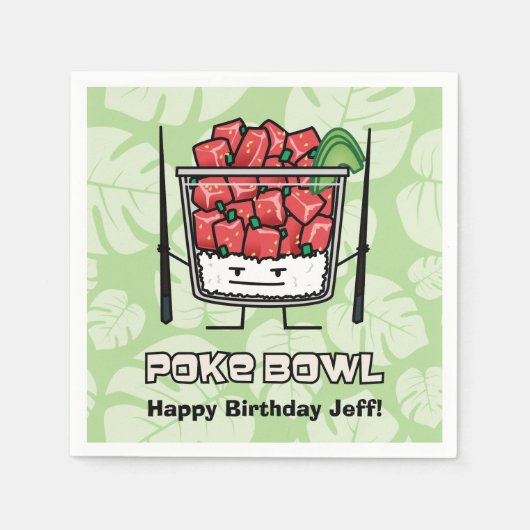 Stoßen Sie Salatessstäbchen aku roher Fische Serviette (Vorderseite)