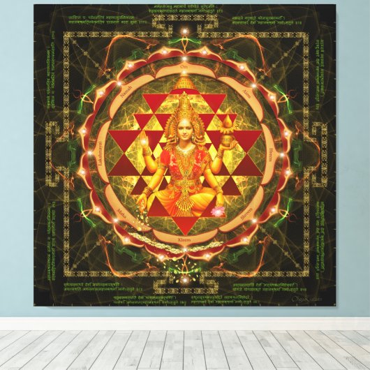 Stotram auf Devi Lakshmi - Shri Yantra Leinwanddruck (Insitu (Holzboden))