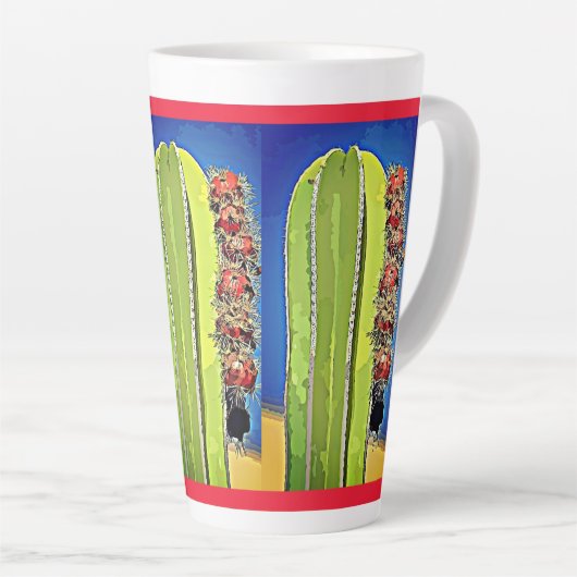 Stove Pipe Cactus in Bloom Latte Tasse (Rechte Ecke)