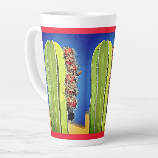 Stove Pipe Cactus in Bloom Latte Tasse (Linke Ecke)