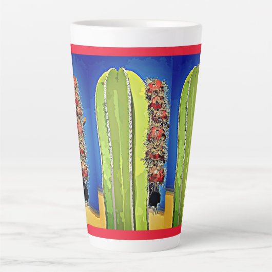 Stove Pipe Cactus in Bloom Latte Tasse (Vorderseite)