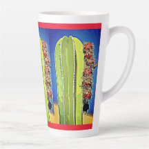 Stove Pipe Cactus in Bloom Latte Tasse