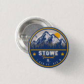 Stowe Mountain Vermont Retro Sunset Ski Souvenir Button (Vorne & Hinten)