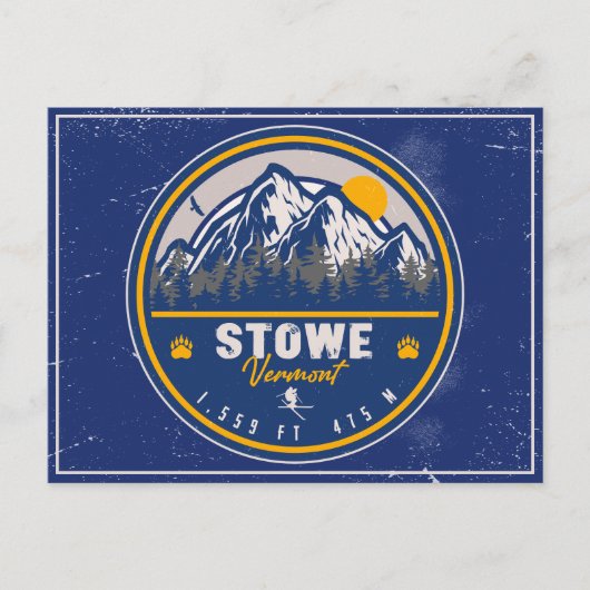 Stowe Mountain Vermont Retro Sunset Ski Souvenir Postkarte (Vorderseite)