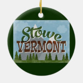 Stowe Vermont Fun Retro Snowy Mountains Keramik Ornament (Hinten)