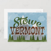 Stowe Vermont Fun Retro Snowy Mountains Postkarte (Vorne/Hinten)