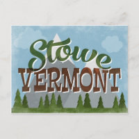 Stowe Vermont Fun Retro Snowy Mountains