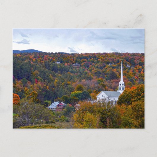 Stowe, Vermont, Gemeinde Kirche, Herbst Postkarte (Vorderseite)