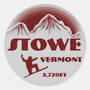 Stowe Vermont rote Snowboard-Kunstkleber Runder Aufkleber