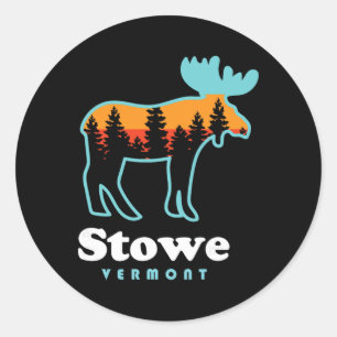 Stowe Vermont Skifahren Berge Stowe Vt Elch Runder Aufkleber