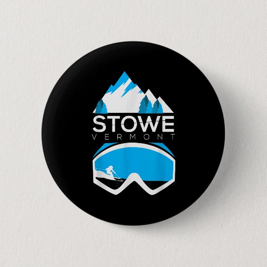 Stowe Vermont Skifahren Schneebedecktes T-Shirt Button (Vorderseite)