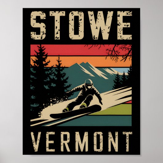 Stowe Vermont Snowboard Vintag Snowboarden Mount Poster (Vorne)