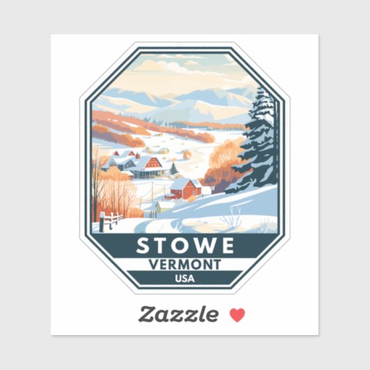Stowe Vermont Winter Vintag Aufkleber (Blatt)