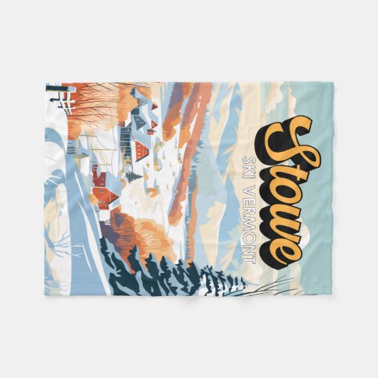 Stowe Vermont Winter Vintag Fleecedecke (Vorderseite (Horizontal))