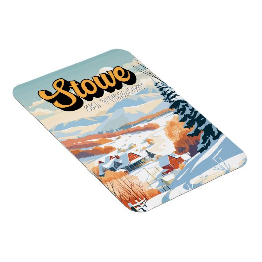 Stowe Vermont Winter Vintag Magnet (Rechte Seite)