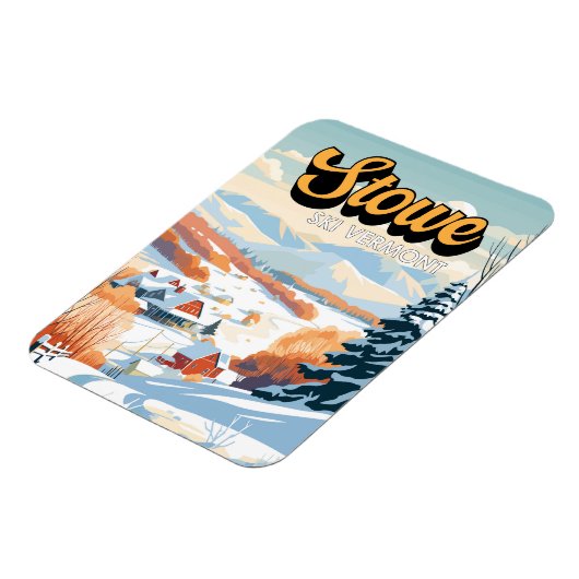 Stowe Vermont Winter Vintag Magnet (Linke Seite)
