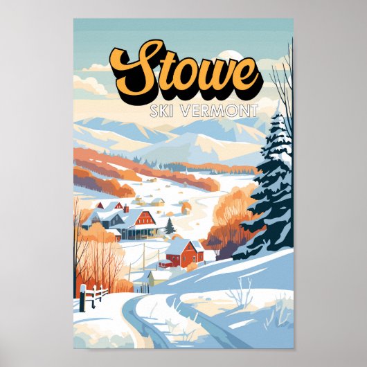 Stowe Vermont Winter Vintag Poster (Vorne)