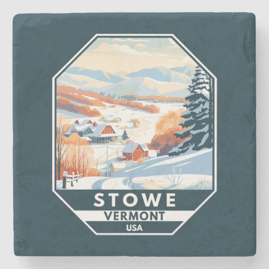 Stowe Vermont Winter Vintag Steinuntersetzer (Vorderseite)