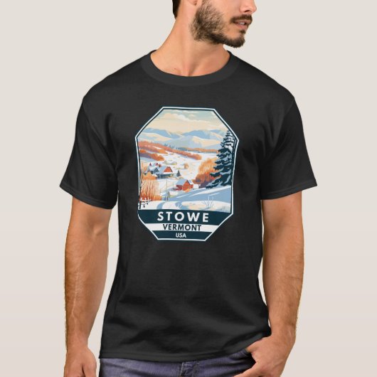 Stowe Vermont Winter Vintag T-Shirt (Vorderseite)