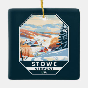 Stowe Vermont Winter Vintage Keramikornament