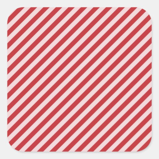 [STR-RD-1] Roter und weißer Zuckerrohr gestreift Quadratischer Aufkleber (Vorderseite)