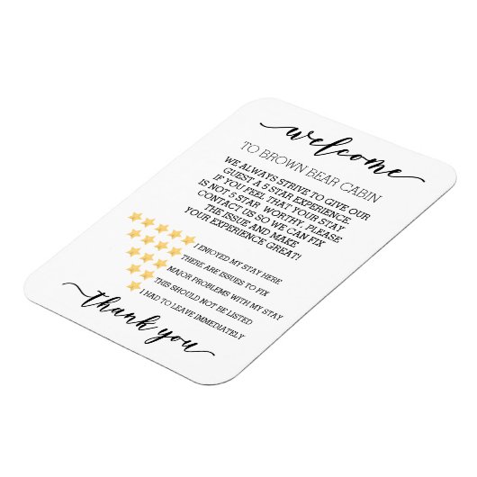 STR Short term Rental Vacation Rating System Stars Magnet (Linke Seite)