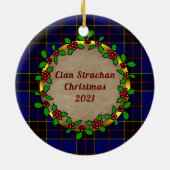 Strachan Abzeichen & Tartan Personalisierte Weihna Keramik Ornament (Hinten)