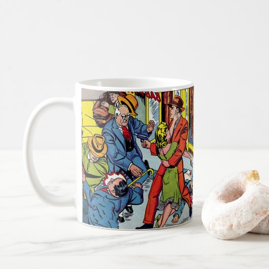 Strafe für Baby Face Crisis Vintage Comicen Kaffeetasse (Mit Donut)