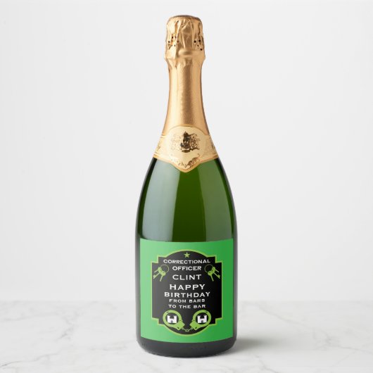 Strafvollzugsbeamte Geburtstag Schaumweinetikett (Vorderseite)