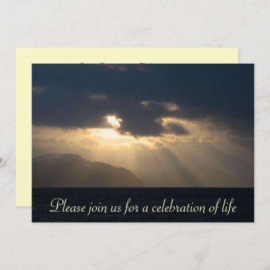 Strahl der Licht-Gedenkveranstaltung-Mitteilung Einladung (Vorne/Hinten)
