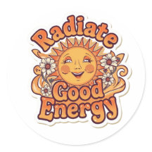 Strahle gute Energie Retro-Sonne-Aufkleber