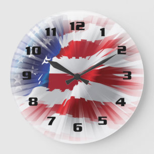 Strahlen des Lichts Amerikanische Flagge Patriotis Große Wanduhr