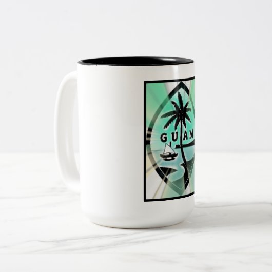 Strahlen Guam-Siegel-w Sun Zweifarbige Tasse (Vorderseite Links)