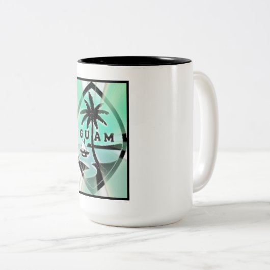 Strahlen Guam-Siegel-w Sun Zweifarbige Tasse (VorderseiteRechts)