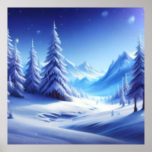 strahlend blauer Winterhintergrund mit tiefgefrore Poster