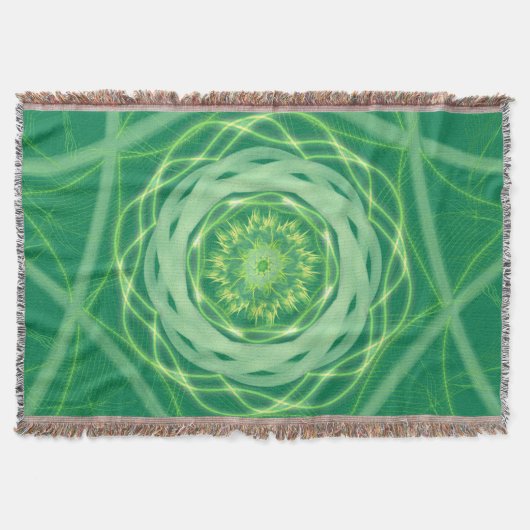 Strahlend grüner Spirograph-Mandala Decke (Vorderseite)