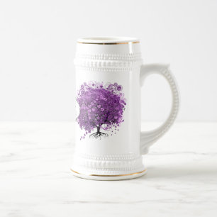 Strahlend Lila Herzblatt-Baum-Hochzeit Bierglas