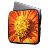 Strahlend orangefarbene Blumen-Laptoptasche, botan Laptopschutzhülle (Vorderseite Links)