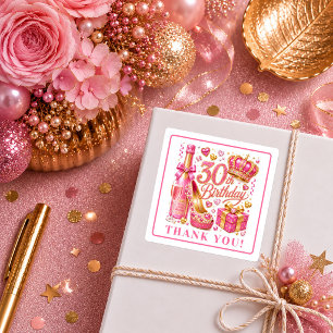 Strahlend rosa gold Konfetti 30. Geburtstag Sticke Quadratischer Aufkleber